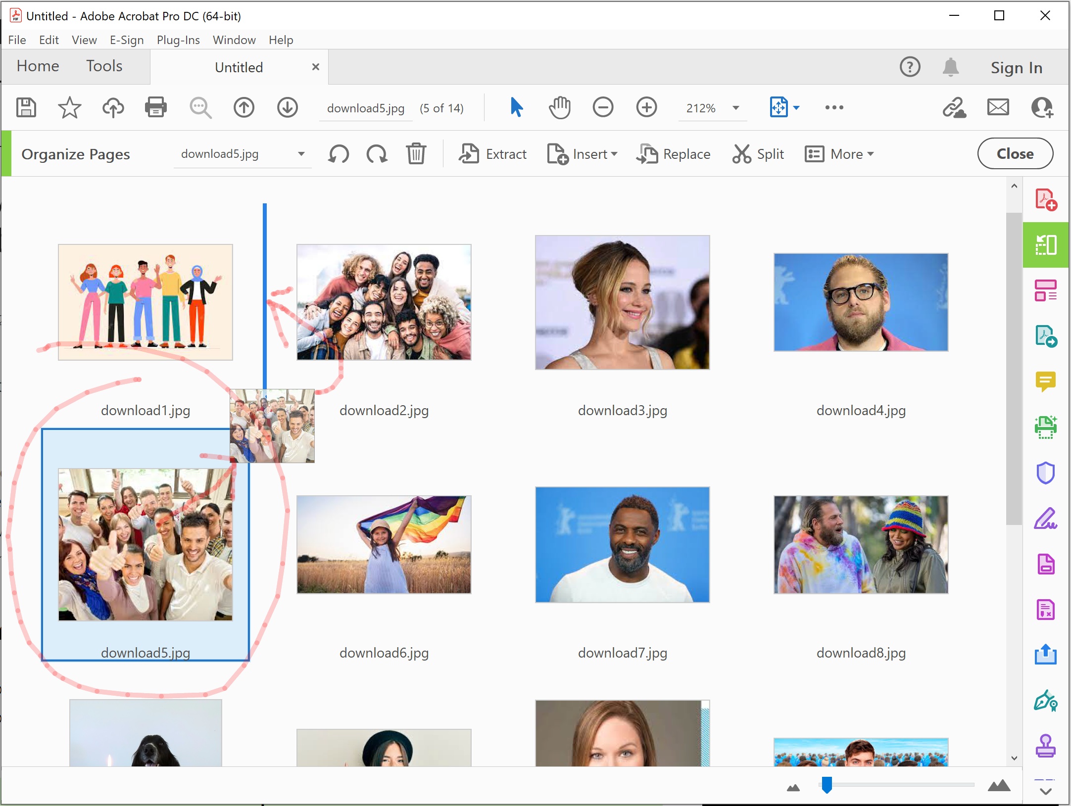 How to organize pages in Adobe Acrobat - Drag and Drop Photos