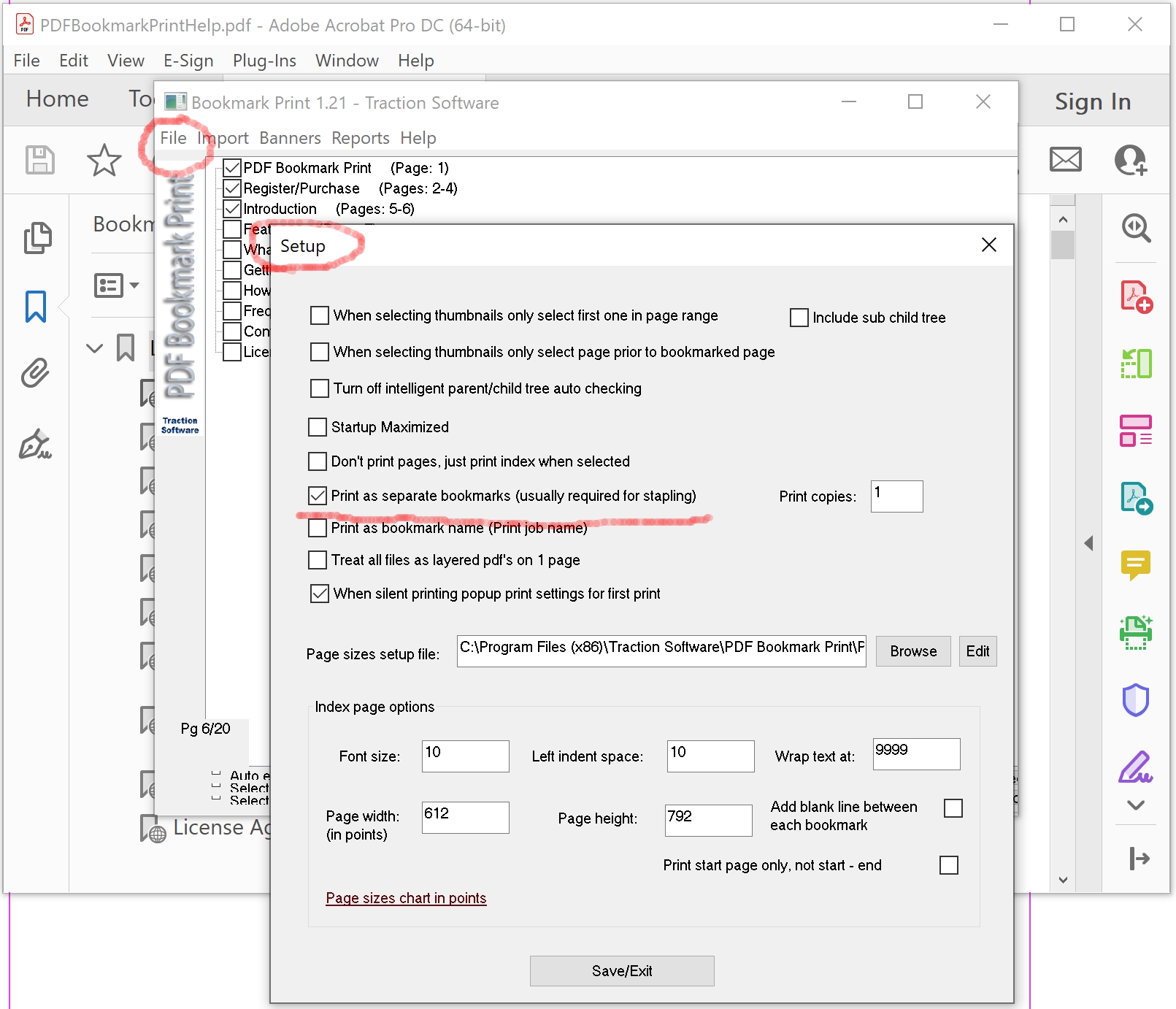 PDF Bookmark Plugin - Setup to print bookmarks individually