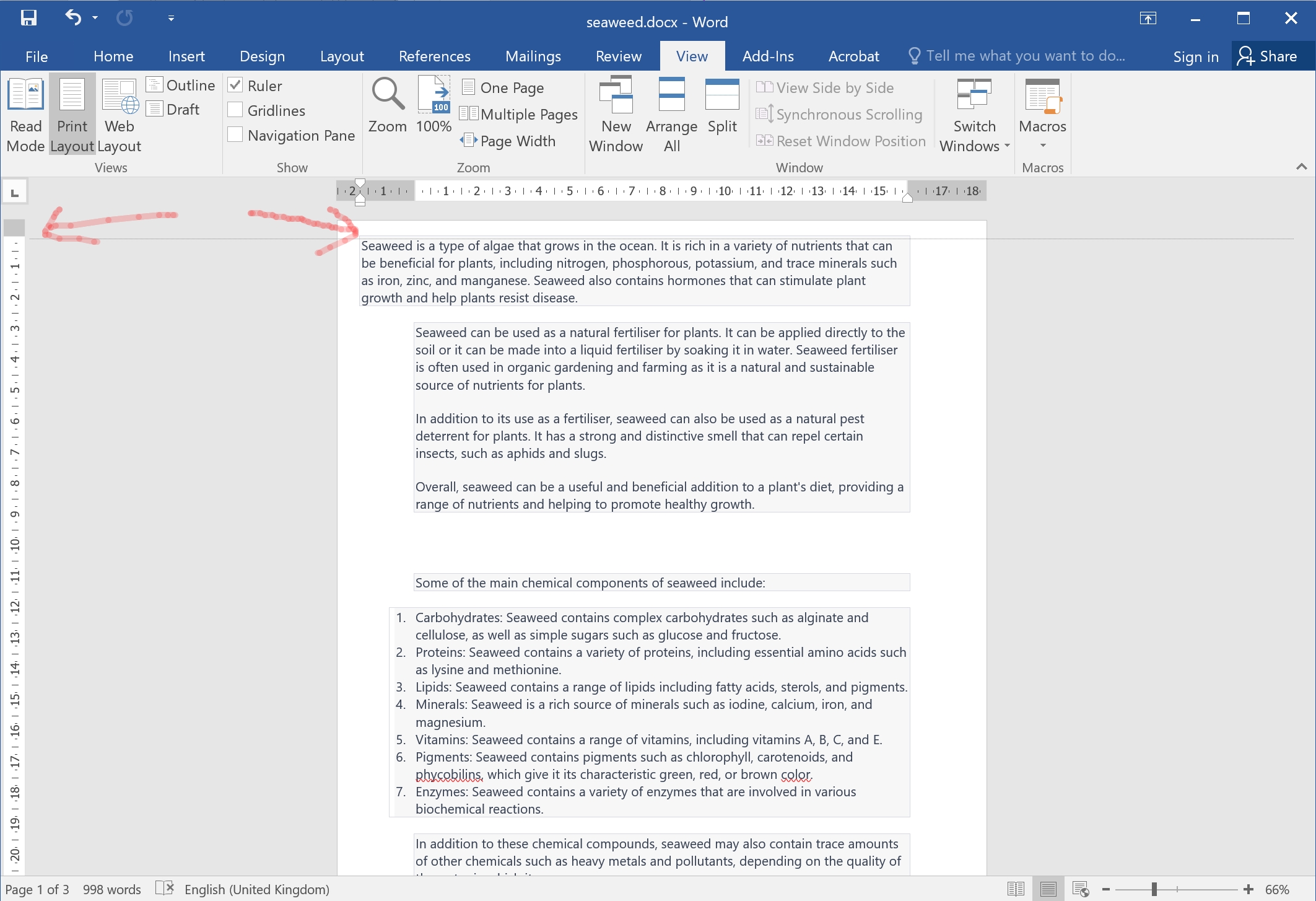 Move the vertical ruler for up and down Margins in Microsoft Word